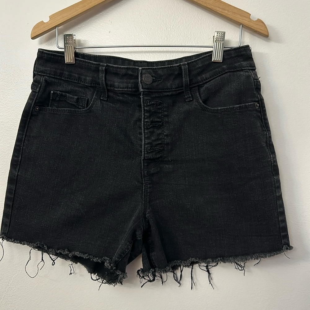 Old Navy Black Frayed High Waisted Shorts